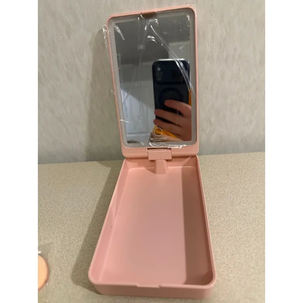 BESTOPE Pro Travel Makeup Brush Set Rose Gold with Mirror Case Sponges USB